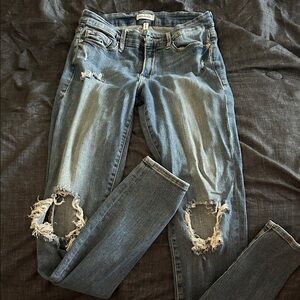 Good American Ripped Blue Skinny Jeans